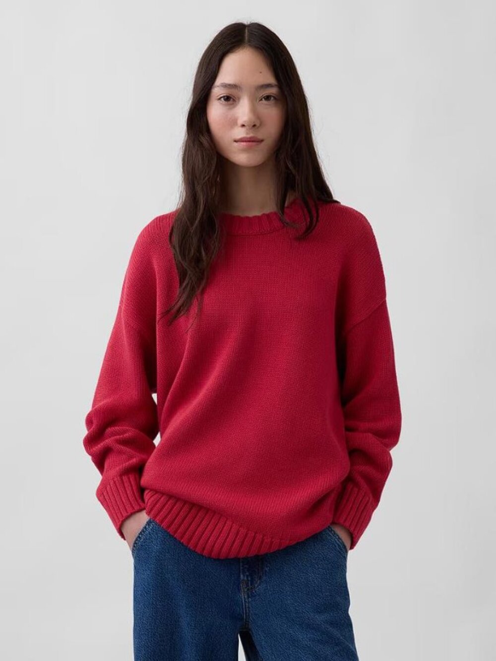 GAP Women's 100% Cotton Oversized Sweater Size S in Chakra Red